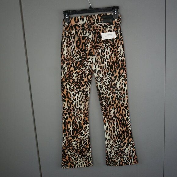 New AG The Quinne Crop High Rise Kick-Flare Pants in Bold Leopard Ivory Dust 24 - Picture 4 of 15